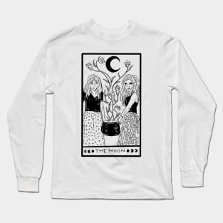 Midnight Margarita Moon - tarot card black line Long Sleeve T-Shirt